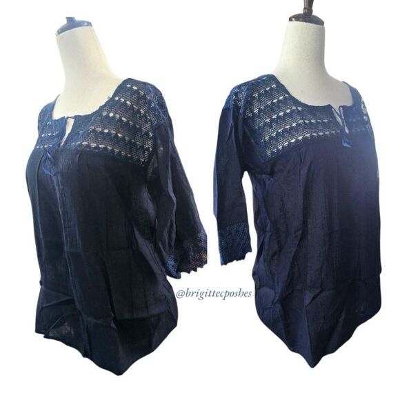 HANDMADE Traditional Laced Mexican Blouse - Picture 2 of 12